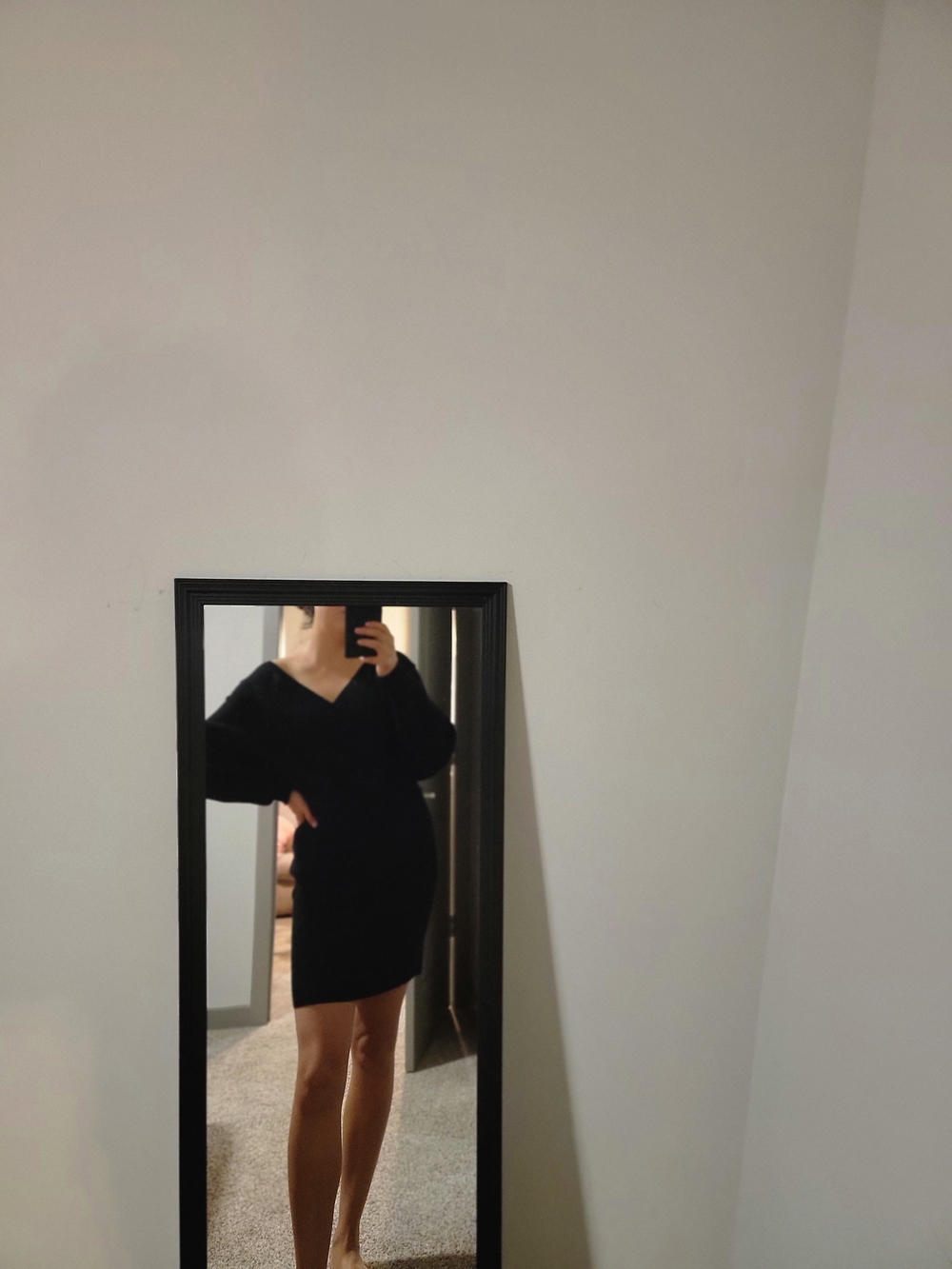 2 Dresses Classic black V-neck sweater dress
and white dress